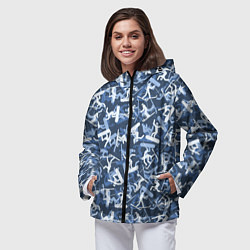 Ветровка с капюшоном женская Сноубордист и Лыжник - камуфляж, цвет: 3D-черный — фото 2