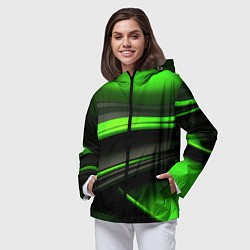 Ветровка с капюшоном женская Black green textureпоп, цвет: 3D-черный — фото 2