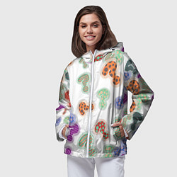 Ветровка с капюшоном женская Вопросики, цвет: 3D-белый — фото 2