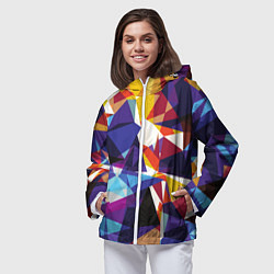 Ветровка с капюшоном женская Мозаичный узор, цвет: 3D-белый — фото 2