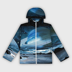 Ветровка с капюшоном женская Падение Сатурна - пейзаж, цвет: 3D-белый