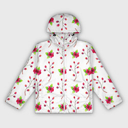 Ветровка с капюшоном женская Red flowers, цвет: 3D-белый