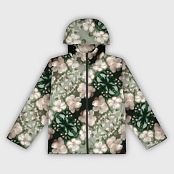 Ветровка с капюшоном женская Нежные розовые цветочки, цвет: 3D-черный