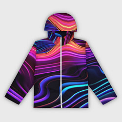 Ветровка с капюшоном женская Неоновые волны, цвет: 3D-белый