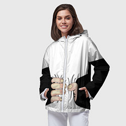 Ветровка с капюшоном женская Рука сжимает талию, цвет: 3D-белый — фото 2