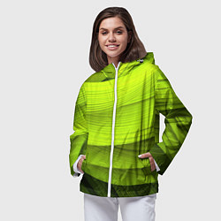 Ветровка с капюшоном женская Зеленый абстрактный фон, цвет: 3D-белый — фото 2