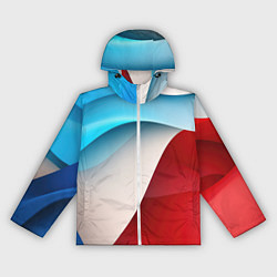 Ветровка с капюшоном женская Белые синие и красные волны, цвет: 3D-белый