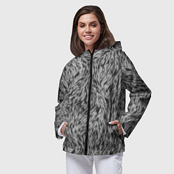 Ветровка с капюшоном женская Густой серый мех, цвет: 3D-черный — фото 2