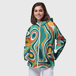 Ветровка с капюшоном женская Разлитая краска разводами, цвет: 3D-белый — фото 2