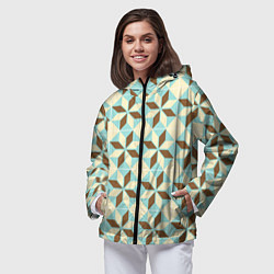 Ветровка с капюшоном женская Brown blue pattern, цвет: 3D-черный — фото 2
