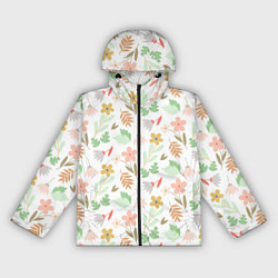 Ветровка с капюшоном женская Листики цветочки, цвет: 3D-черный