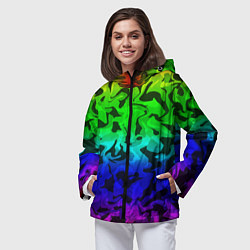 Ветровка с капюшоном женская Камуфляж спектр, цвет: 3D-черный — фото 2