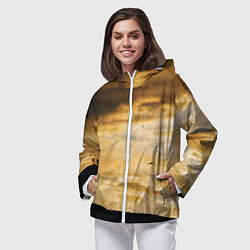 Ветровка с капюшоном женская Предрассветное облачное небо, цвет: 3D-белый — фото 2
