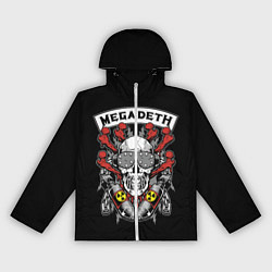 Ветровка с капюшоном женская Megadeth - ядерный череп, цвет: 3D-белый