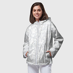 Ветровка с капюшоном женская Цветочный принт серый, цвет: 3D-белый — фото 2