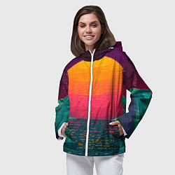 Ветровка с капюшоном женская Синтовый закат, цвет: 3D-белый — фото 2