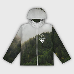 Ветровка с капюшоном женская Я из Сибири на фоне леса, цвет: 3D-белый