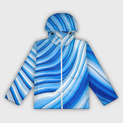 Ветровка с капюшоном женская Волнистая полосатая текстура от нейросети, цвет: 3D-белый