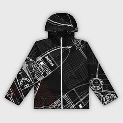 Ветровка с капюшоном женская Чертеж ракеты, цвет: 3D-белый