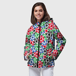 Ветровка с капюшоном женская Фишки, Ставки, Покер, цвет: 3D-черный — фото 2