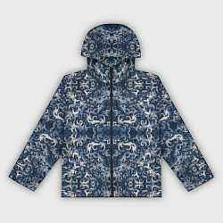 Ветровка с капюшоном женская Белые японские облака на синем фоне, цвет: 3D-черный
