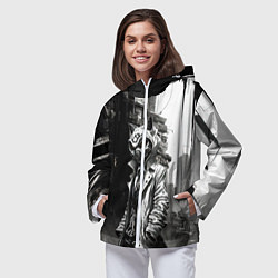 Ветровка с капюшоном женская Кибернетический кицунэ, цвет: 3D-белый — фото 2