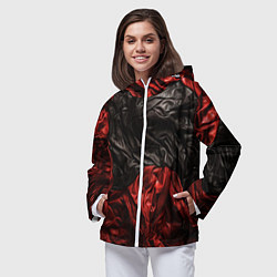 Ветровка с капюшоном женская Black red texture, цвет: 3D-белый — фото 2