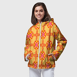 Ветровка с капюшоном женская Желто-оранжевый мотив, цвет: 3D-белый — фото 2