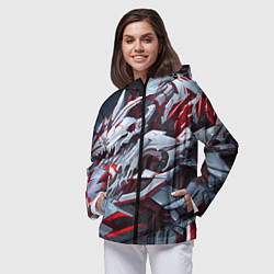 Ветровка с капюшоном женская Череп киберпанк, цвет: 3D-черный — фото 2