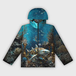 Ветровка с капюшоном женская Механическая акула, цвет: 3D-черный