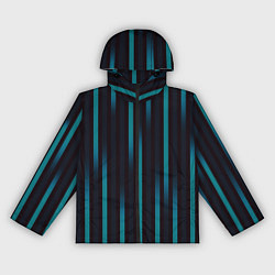 Ветровка с капюшоном женская Полосы градиент бирюзовый, цвет: 3D-черный