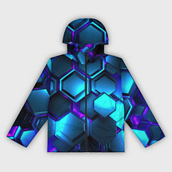 Ветровка с капюшоном женская Объемные неоновые плиты, цвет: 3D-черный