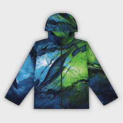 Ветровка с капюшоном женская Green blue abstract, цвет: 3D-черный