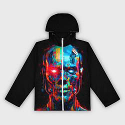 Ветровка с капюшоном женская AI Робот digital pop-art, цвет: 3D-белый