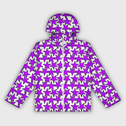 Ветровка с капюшоном женская Ретро звёзды фиолетовые, цвет: 3D-белый