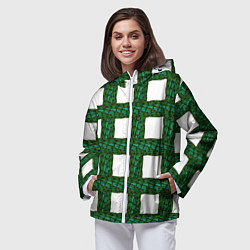 Ветровка с капюшоном женская Зеленые змейки, цвет: 3D-белый — фото 2