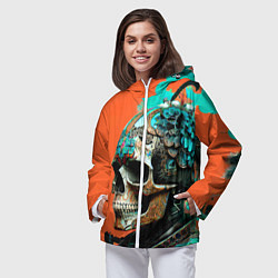 Ветровка с капюшоном женская Art skull - irezumi - Japan, цвет: 3D-белый — фото 2
