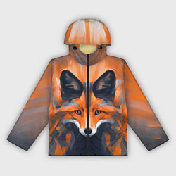 Ветровка с капюшоном женская Нарисованная огненная лиса, цвет: 3D-черный