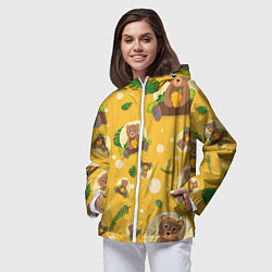 Ветровка с капюшоном женская Мишка с ульем, цвет: 3D-белый — фото 2