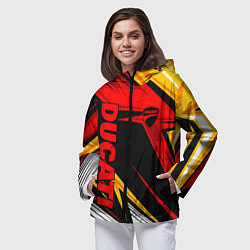 Ветровка с капюшоном женская Ducati - red uniform, цвет: 3D-черный — фото 2