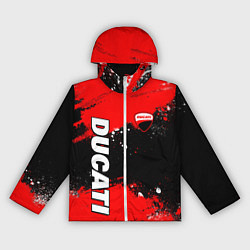 Ветровка с капюшоном женская Ducati - красная униформа с красками, цвет: 3D-белый