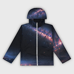 Ветровка с капюшоном женская Млечный путь в звездном небе, цвет: 3D-белый