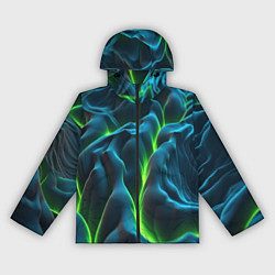 Ветровка с капюшоном женская Зеленая кислотная текстура с плитами, цвет: 3D-черный