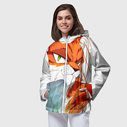 Ветровка с капюшоном женская Рыжий хитрый мультяшный кот, цвет: 3D-белый — фото 2