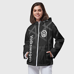 Ветровка с капюшоном женская Volkswagen - classic black, цвет: 3D-белый — фото 2