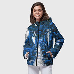 Ветровка с капюшоном женская Синяя комната киберпанк, цвет: 3D-черный — фото 2