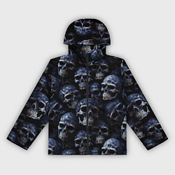 Ветровка с капюшоном женская Черные металлические черепа, цвет: 3D-черный