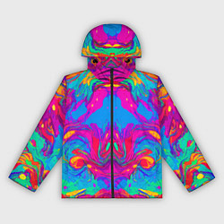 Ветровка с капюшоном женская Красочная зеркальная абстракция - мода - нейросеть, цвет: 3D-черный