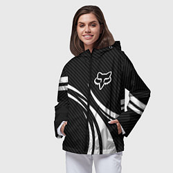 Ветровка с капюшоном женская Fox carbon line - white, цвет: 3D-черный — фото 2