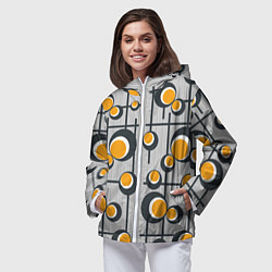 Ветровка с капюшоном женская Абстракция из кругов и линий, цвет: 3D-белый — фото 2